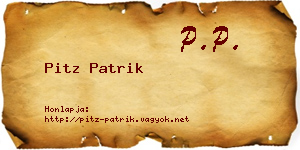 Pitz Patrik névjegykártya